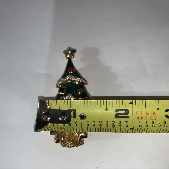 Gorgeous Christmas Tree Pin Brooch Signed FM Franklin Mint - Rhinestones - Picture 2 of 5